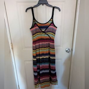 Athleta Havana Multi-Color Rainbow Striped Midi Dress Size XS Activewear